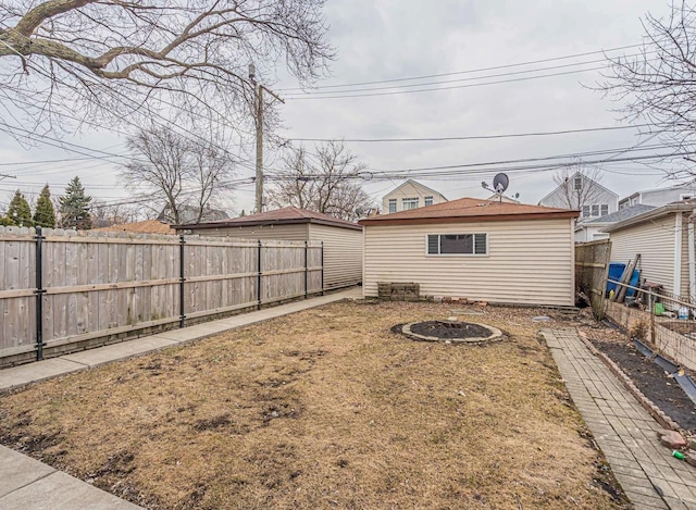 view of yard with a fenced backyard