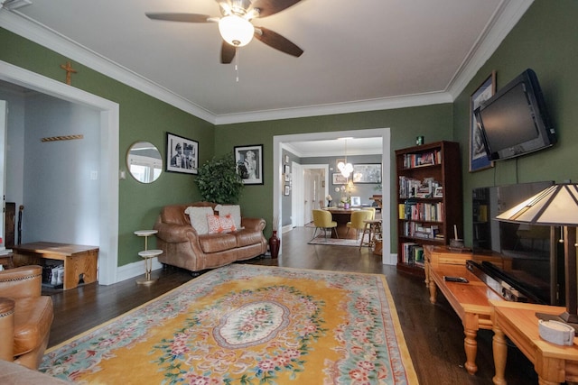 7940 S Oglesby Ave, Chicago, IL 60617 - living area with wood finished floors, crown molding, a ceiling fan, and baseboards