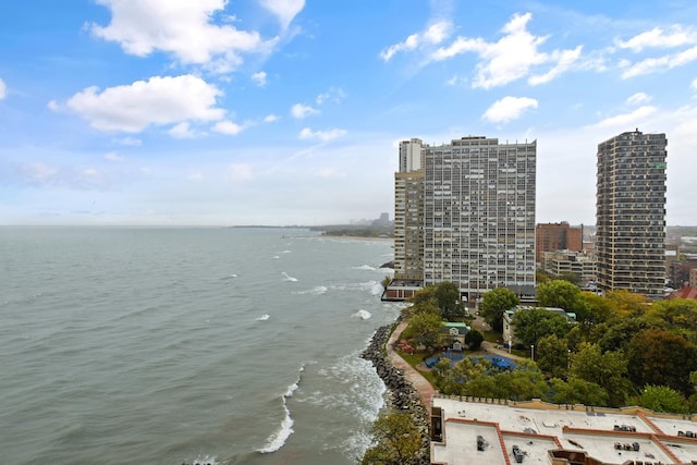 property view of water featuring a city view