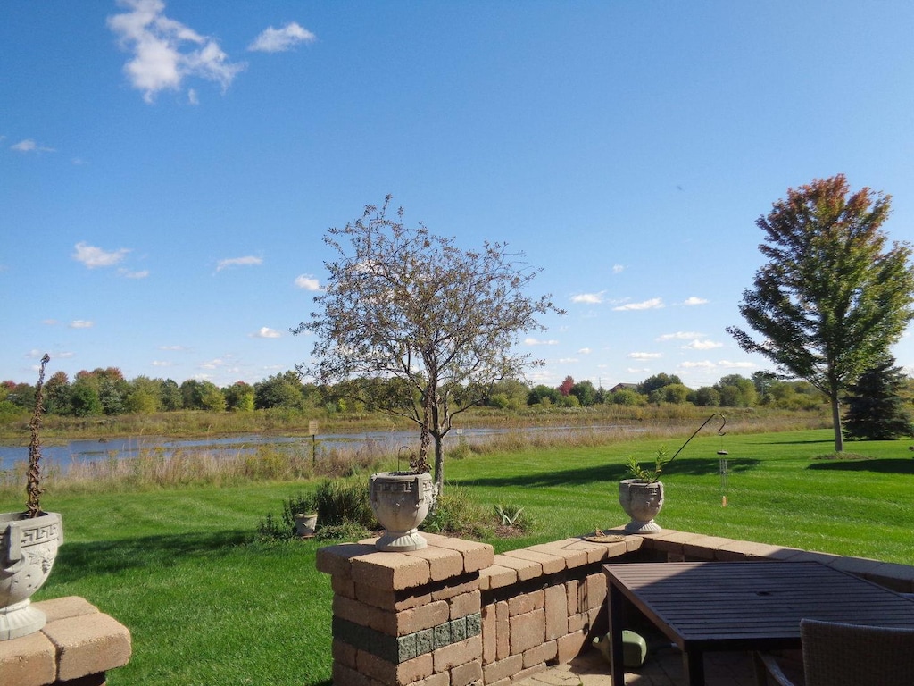 view of yard with a water view