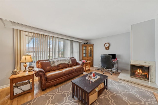 9 Forest Ln, Elk Grove Village, IL 60007 - living area featuring wood finished floors, baseboards, and a glass covered fireplace