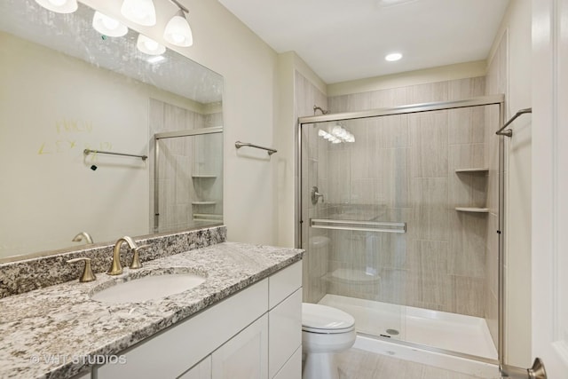 5912 Prairie Ridge Rd, Crystal Lake, IL 60014 - full bath featuring a shower stall, vanity, and recessed lighting
