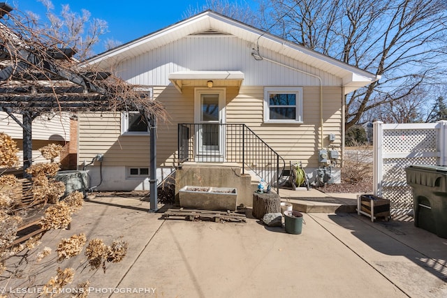 view of front of home with a patio area