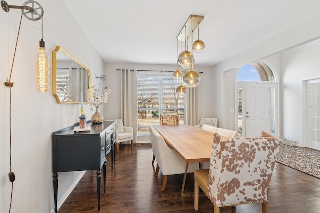 dining room featuring dark wood-style flooring