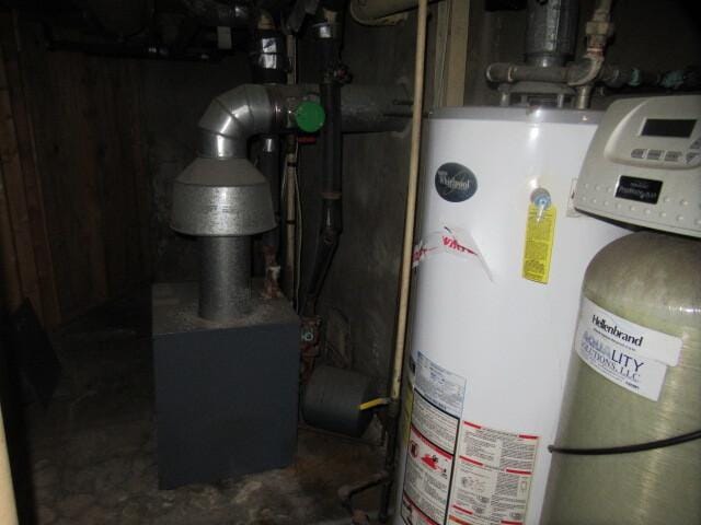 utility room with water heater