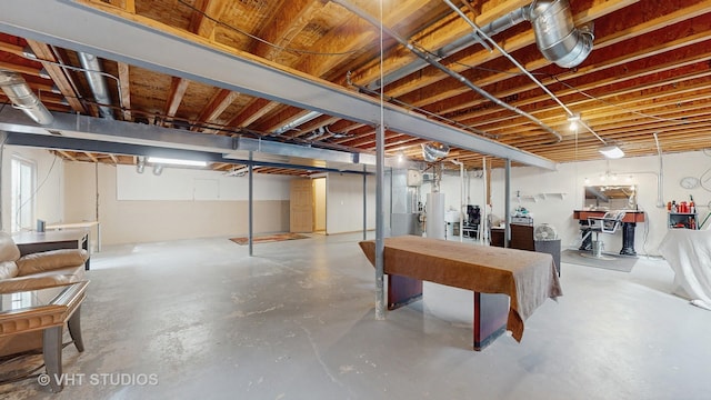 basement featuring water heater