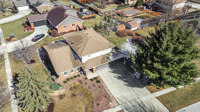 aerial view featuring a residential view