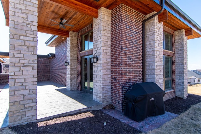 view of patio featuring grilling area and french doors