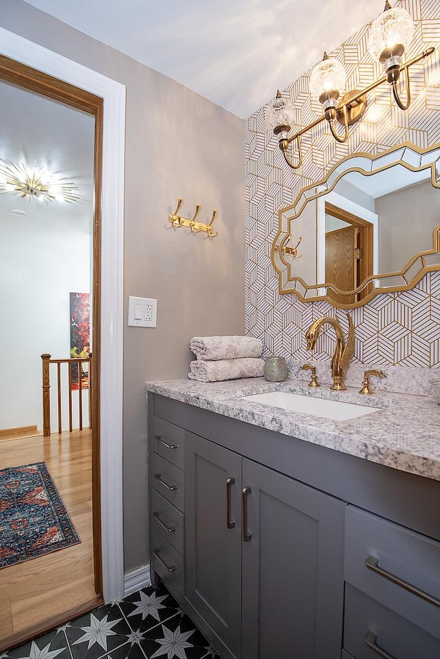 bathroom featuring vanity and tile patterned floors