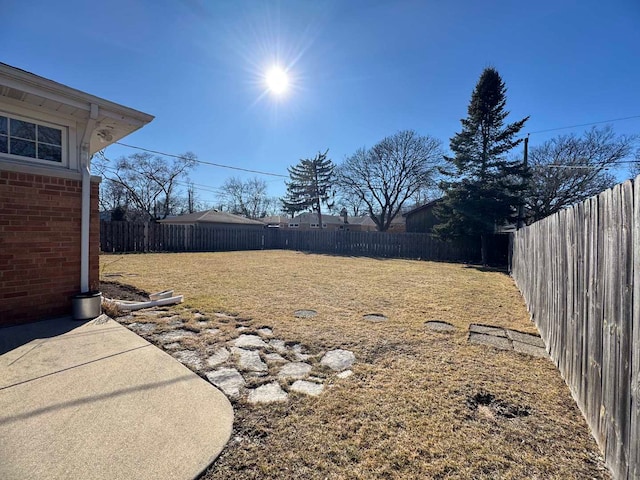 view of yard featuring a fenced backyard