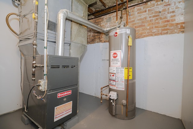 utility room with gas water heater