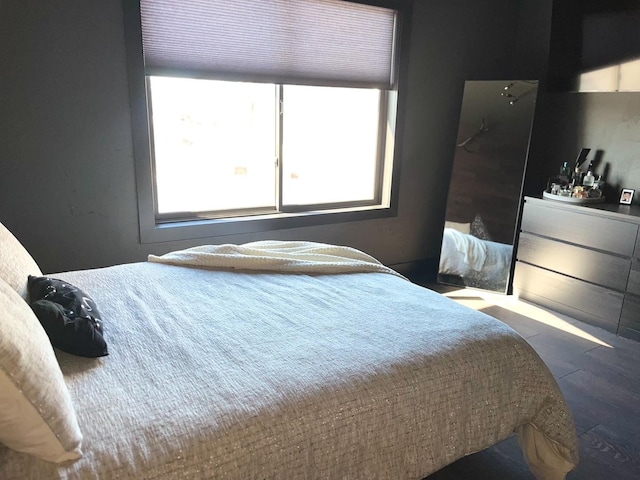 bedroom with multiple windows and wood finished floors