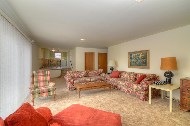 living room featuring carpet floors