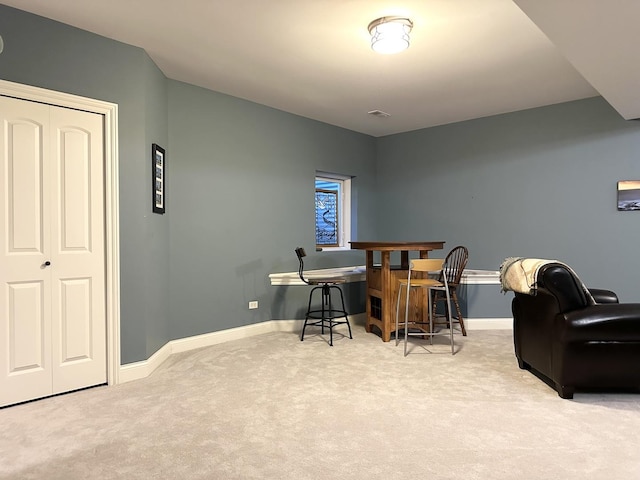 interior space featuring baseboards and carpet floors