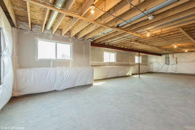 basement with electric panel