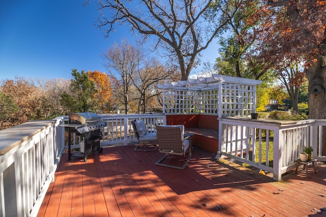 deck featuring grilling area