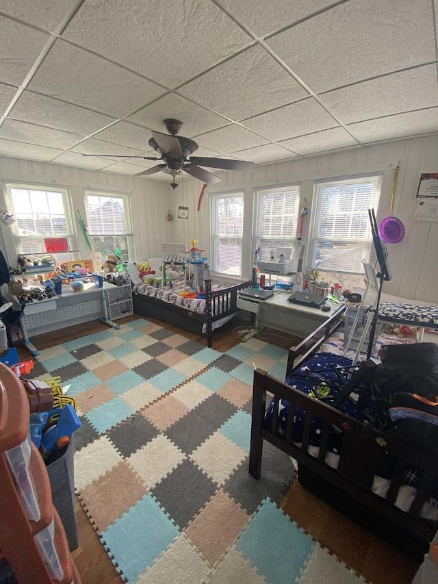 3300 N Osage Ave, Chicago, IL 60634 - bedroom with multiple windows, a drop ceiling, and a ceiling fan