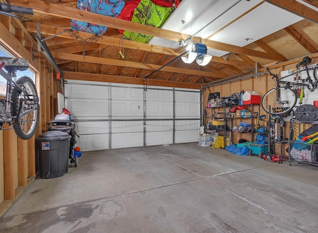 garage with a garage door opener