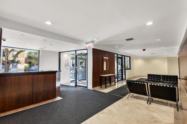 welcome area with recessed lighting