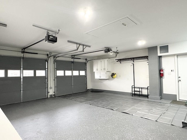 garage with a garage door opener