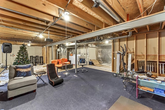 view of unfinished basement