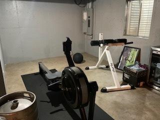 exercise room with electric panel