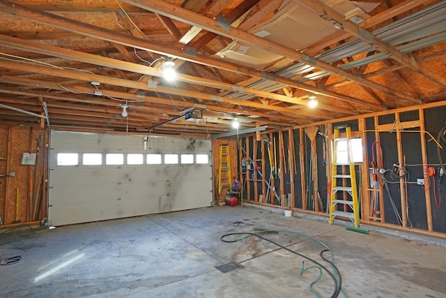 garage with a garage door opener