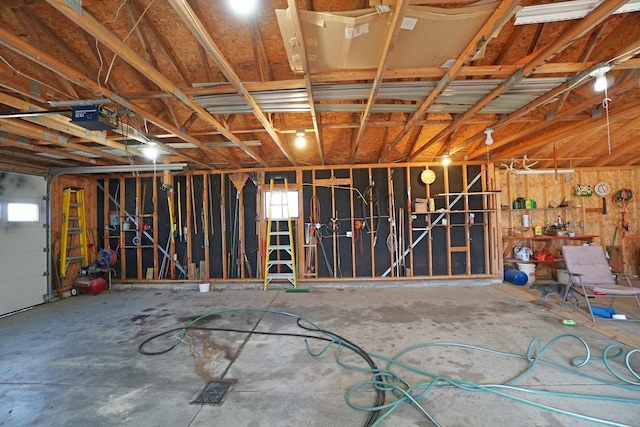 garage with a garage door opener