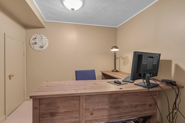 office space with a textured ceiling