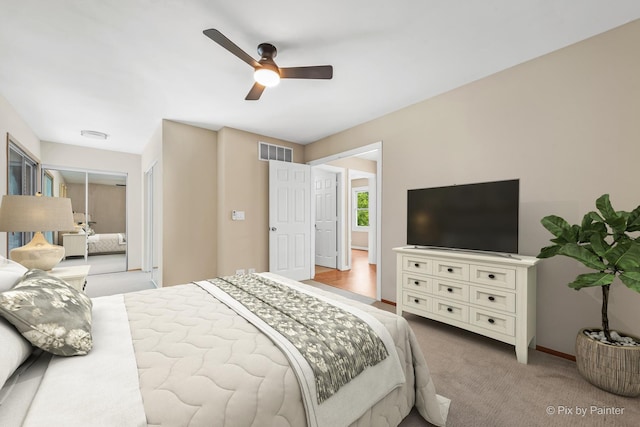 924 Colony Lake Dr, Schaumburg, IL 60194 - bedroom with carpet flooring, a ceiling fan, and a closet