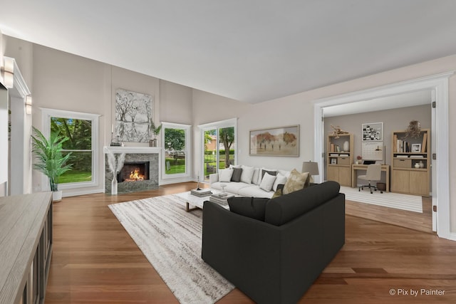 924 Colony Lake Dr, Schaumburg, IL 60194 - living area featuring wood finished floors and a warm lit fireplace