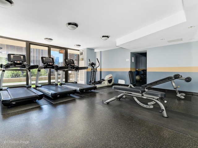 workout area featuring plenty of natural light