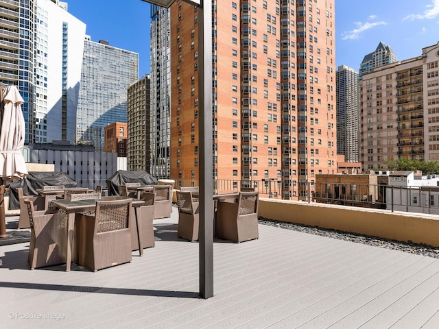 view of patio / terrace featuring a view of city