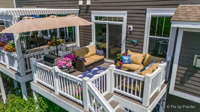 deck with an outdoor living space