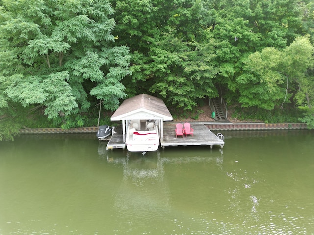 view of dock featuring a water view