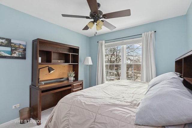 bedroom featuring ceiling fan