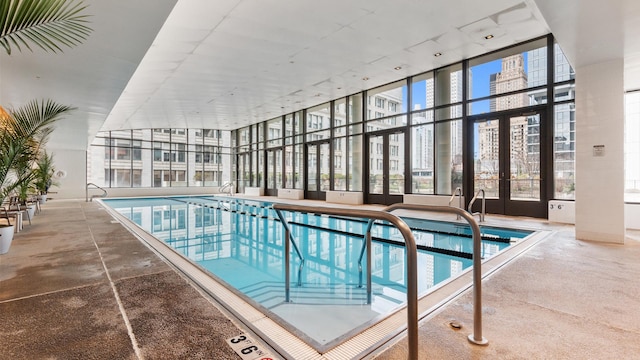 pool with french doors