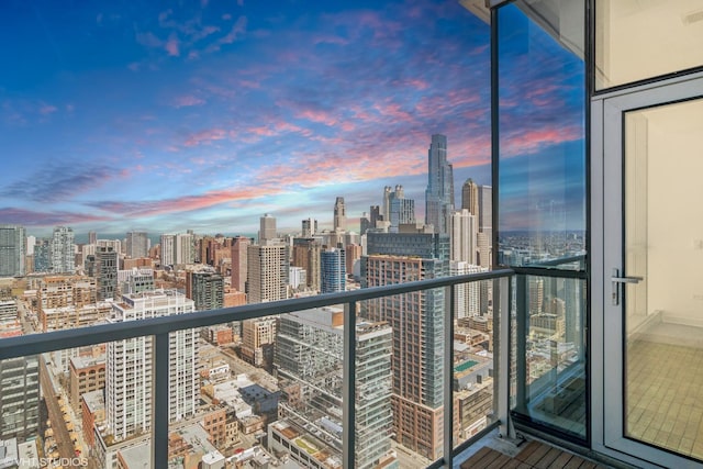 balcony featuring a view of city