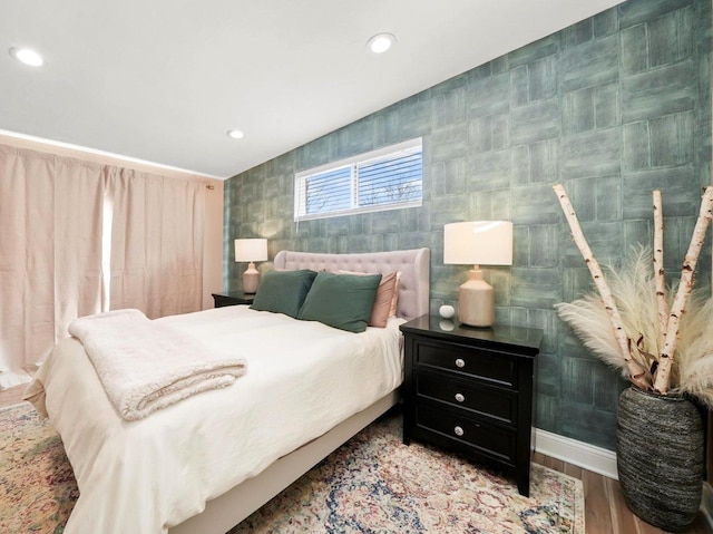 bedroom featuring recessed lighting and light wood-style floors