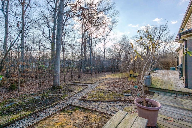 view of yard with a wooden deck