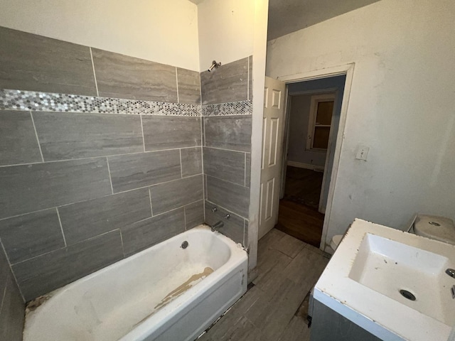 full bathroom with bathtub / shower combination and vanity