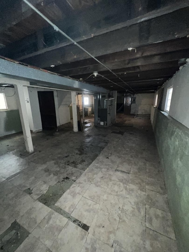 below grade area with heating unit