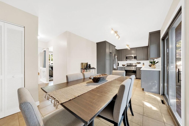 dining area featuring light tile patterned floors