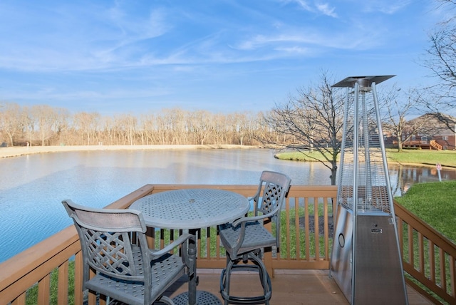 deck with a water view