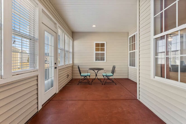 view of unfurnished sunroom