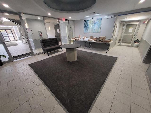 building lobby with visible vents