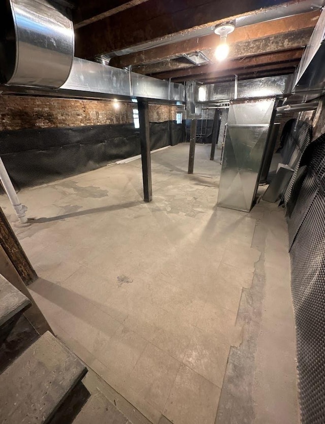 view of unfinished basement