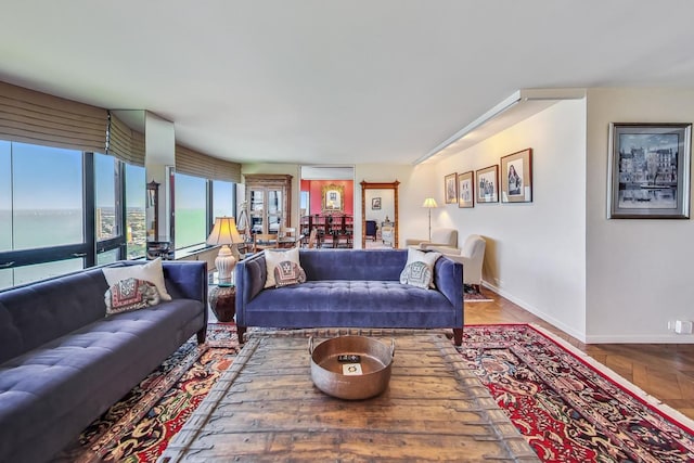 living room with baseboards