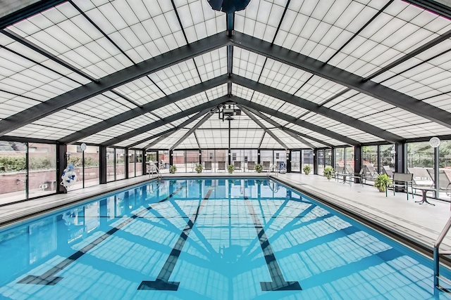 pool with a patio