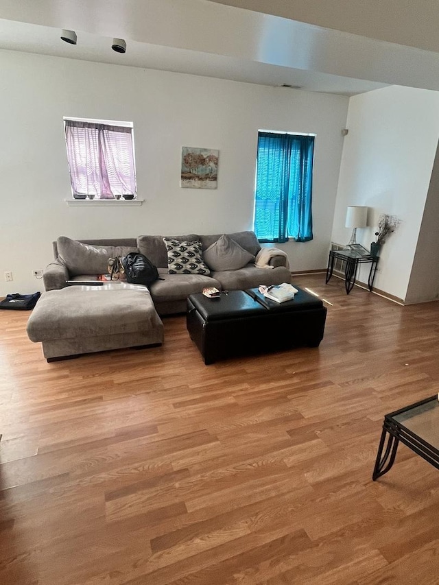 living area featuring light wood-style floors